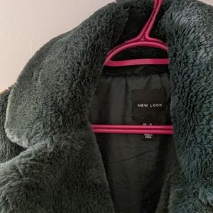 New Look Dark Green Faux Fur Long Coat